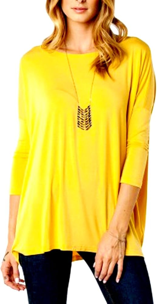 Jack David Women's Famous Top Casual Oversized Soft Loose Fit Drop of Shoulder Boat Neck (Long Sl... | Amazon (US)