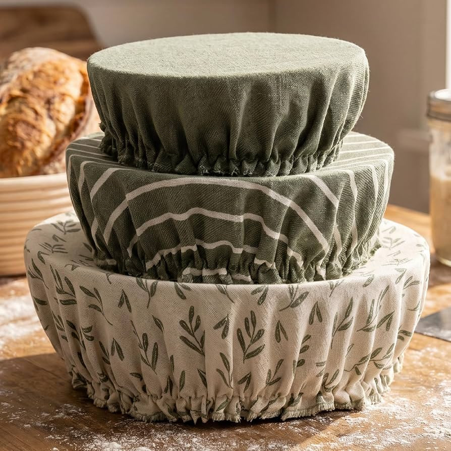 Beautiful Linen Cotton Blend Bowl Covers Set of 3 for Bread Proofing | Amazon (US)