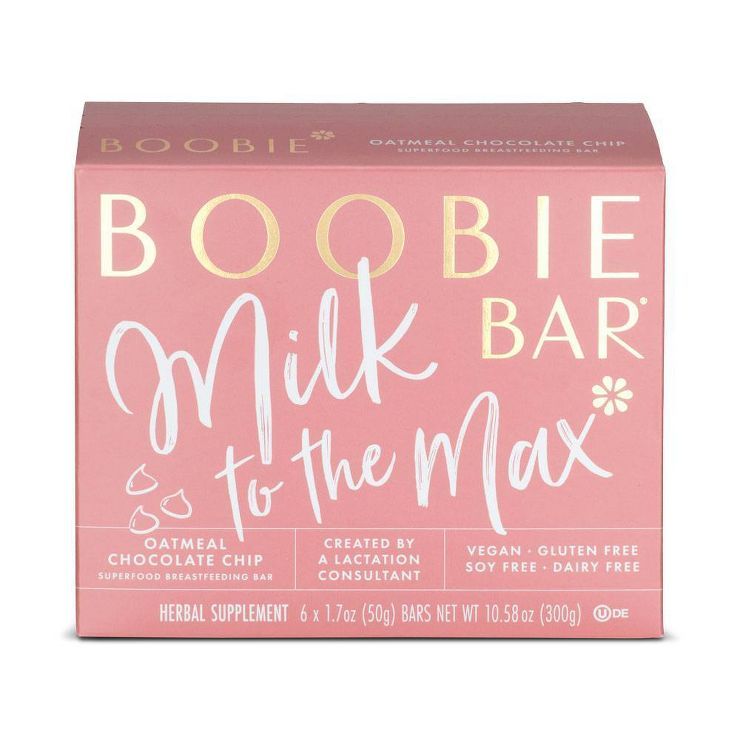 Boobie Bar Superfood Vegan Lactation Bar Oatmeal Chocolate Chip - 10.58oz/6ct | Target