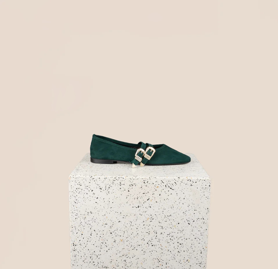 Udine Italian Leather Flats in Forest Suede| A. Soliani | A.Soliani