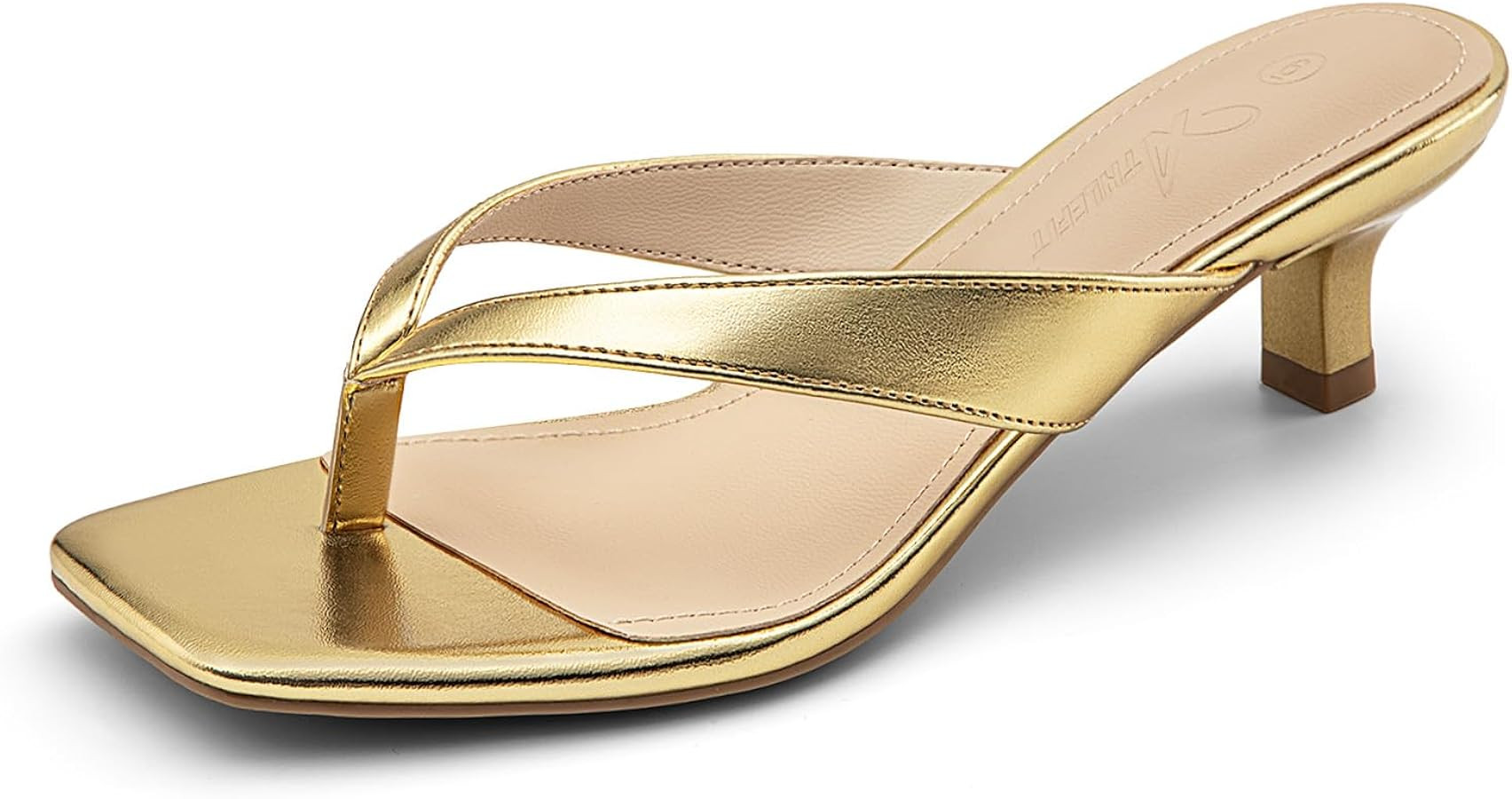 Athlefit Women's Kitten Heels Flip Flops Square Toe Low Heels Slip On Comfortable Summer Thong He... | Amazon (US)