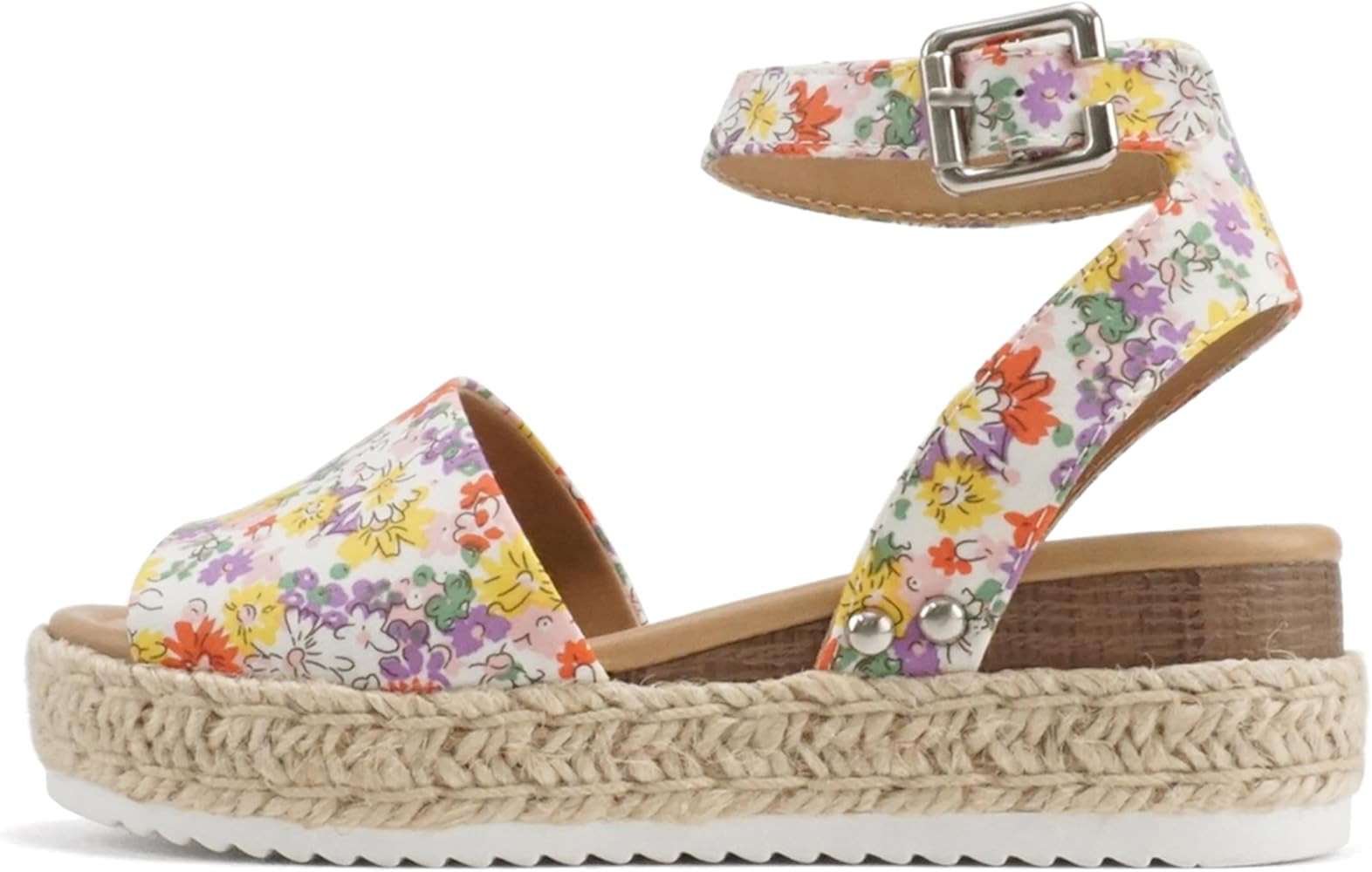 SODA Clip Womens Casual Espadrilles Trim Flatform Studded Wedge | Amazon (US)