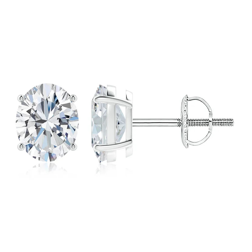 Lab-Grown Oval Diamond Solitaire Stud Earrings | Angara Inc.