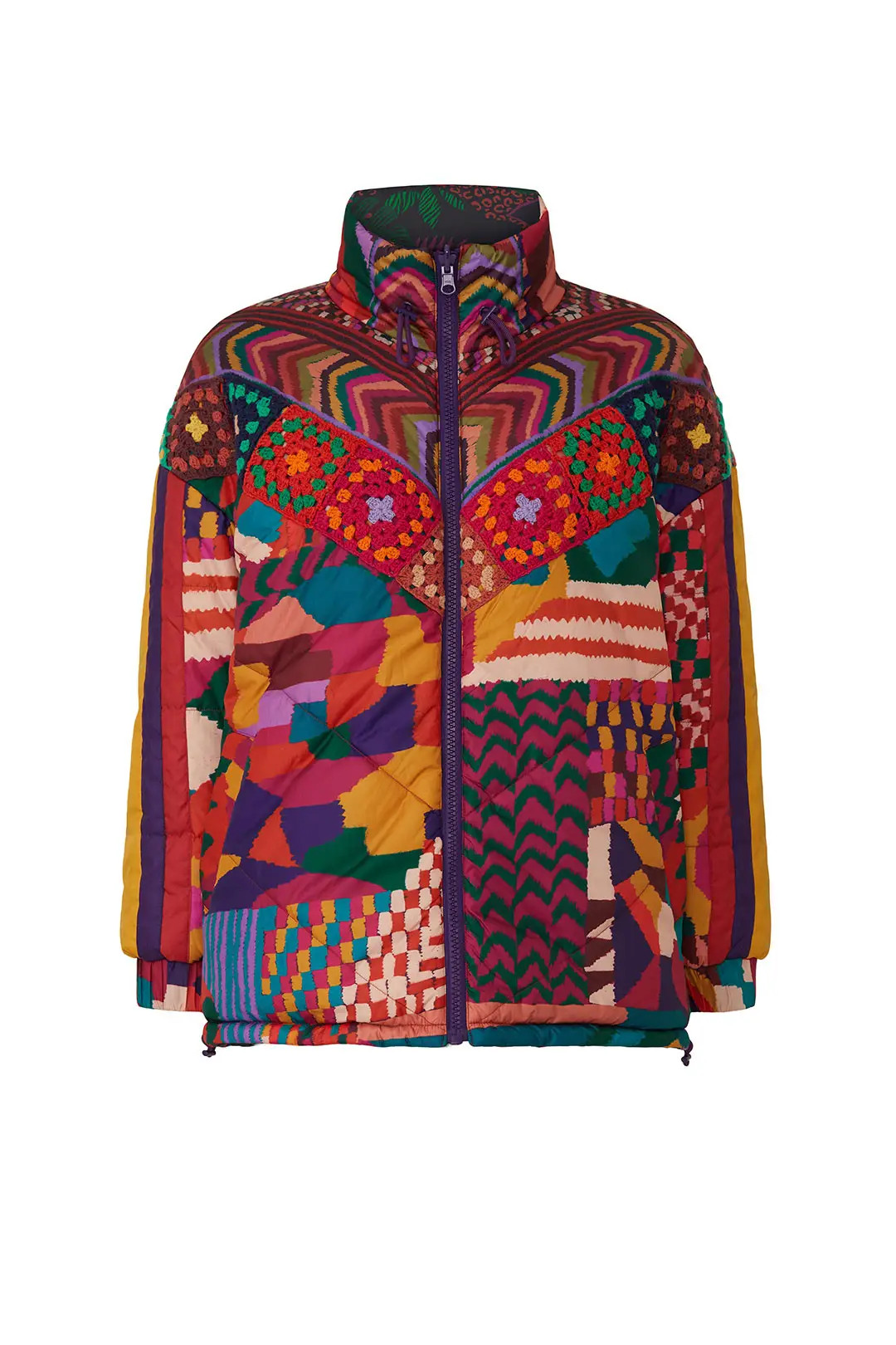 FARM Rio Patchwork Reversible Puffer | Rent the Runway