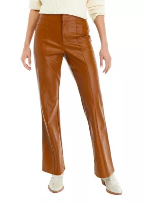 Free People Women's Uptown High-Rise Vegan Pants, Brown, 0 | Belk