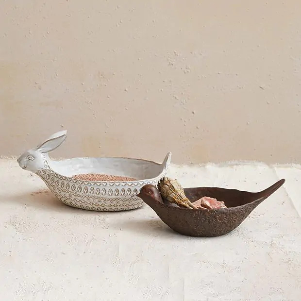 Debossed Stoneware Bird Bowl | Antique Farm House