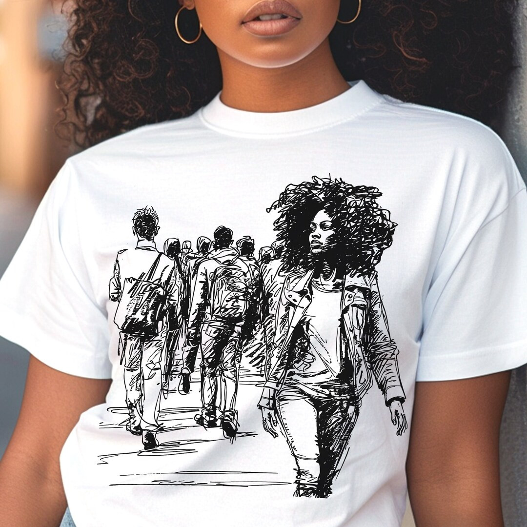 Afro Woman Shirt African American Sketch Ilustration Natural Curl Line Art Design Adult Unisex Af... | Etsy (US)