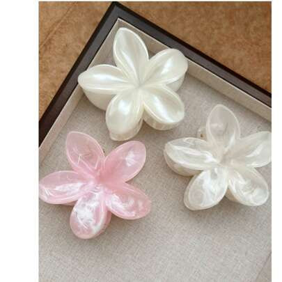 3pcs Women Simple Multicolor Marble Acrylic Flower Hair Claw Clips, Elegant Versatile Hair Accessories Suitable For Daily Wear | SHEIN