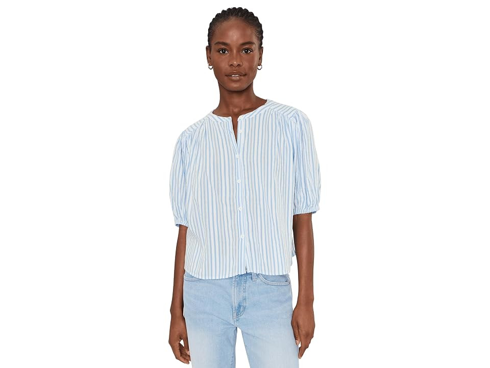 Splendid Madelyn Stripe Blouse Women's Clothing White/Azure: SM (Women's 2-4), Cotton/Polyester | Zappos.com