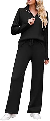 TOLENY Casual Ribbed Knit Lounge Sets for Women Half Zipper Pullover and Drawstring Pants Tracksu... | Amazon (US)