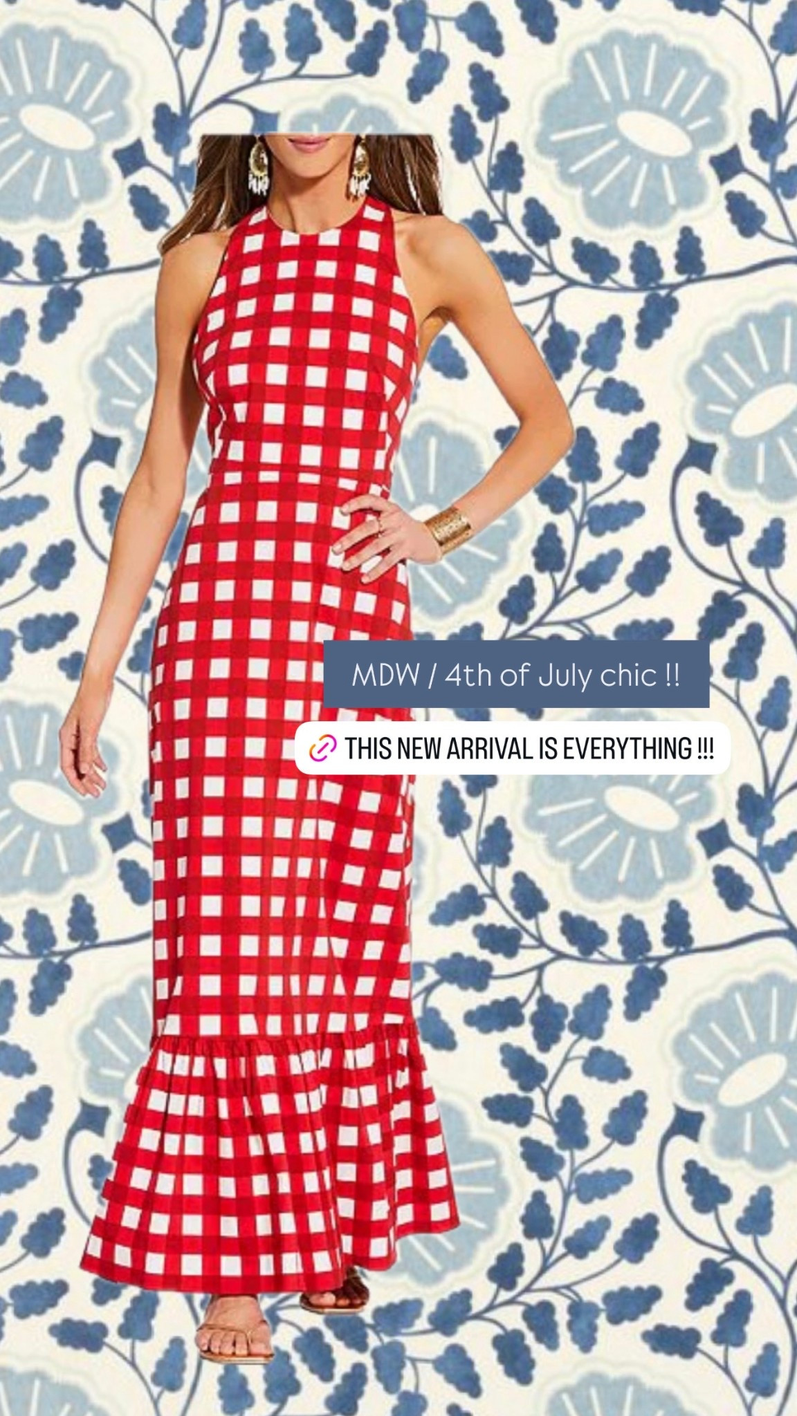 Love this red and white gingham maxi ! So chic for the 4th of July!