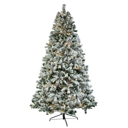 Zimtown 6ft Pre-lit Artificial Flocked Christmas Tree, Hinged Holida Fake Tree | Walmart (US)