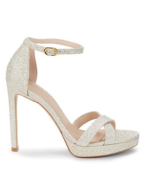 Stuart Weitzman Nudist Disco Glitter Stiletto Sandals on SALE | Saks OFF 5TH | Saks Fifth Avenue OFF 5TH