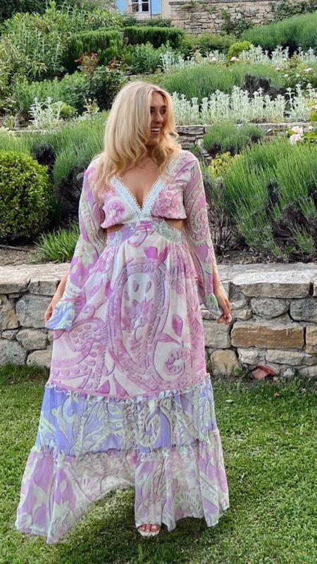 Purple Bell Sleeve Maxi Dress- River Island- wedding guest dress -forever new dress - wedding guest outfit - wedding guest style - print dress - sandals - heeled sandals -beach style - Italy dress - French dress - French wedding guest dress - French wedding - parisian style - maxi dress
- long dress

#LTKSeasonal #LTKwedding #LTKeurope