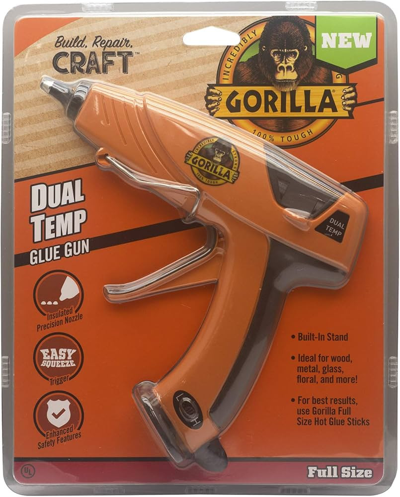 Gorilla Dual Temp Full-Size Hot Glue Gun, Orange | Amazon (US)