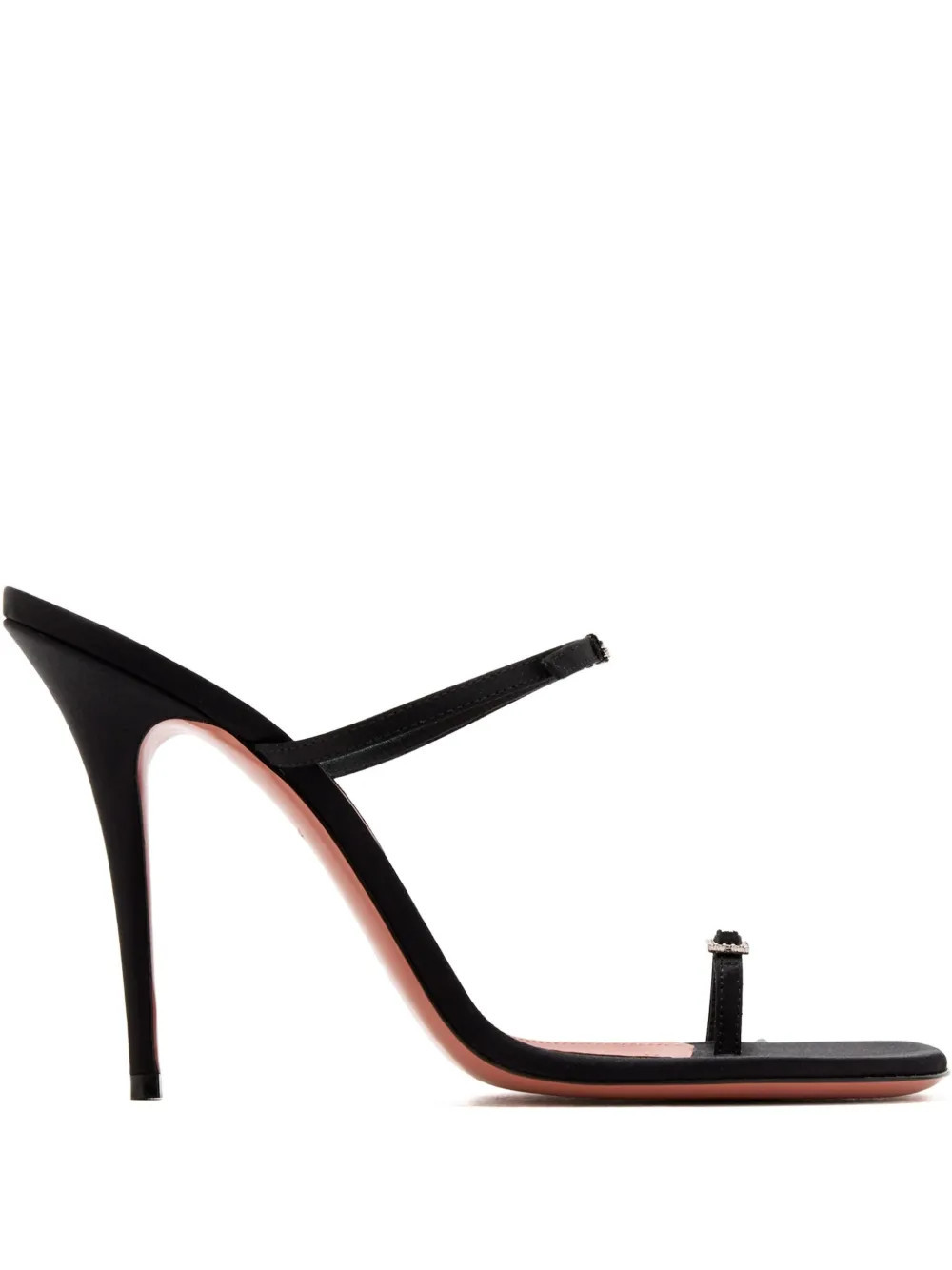 Amina Muaddi crystal-buckle satin sandals - Black | Farfetch Global