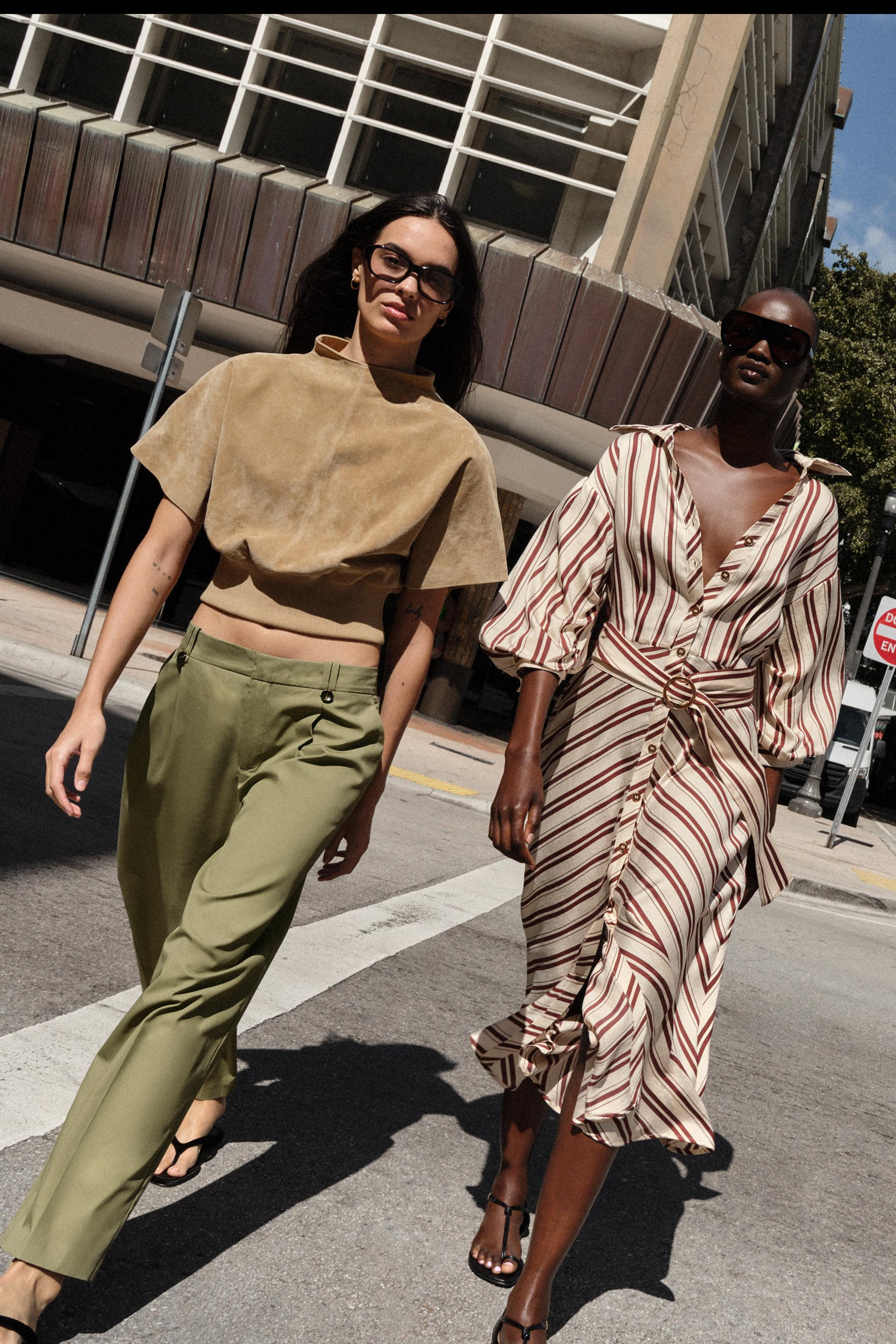 STRIPED BELTED MIDI DRESS | Zara US