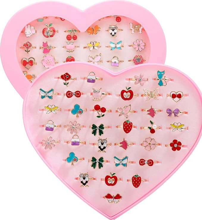 Fineder Adjustable Open Circle Metal Ring for Kids, White, 36 Pieces | Amazon (US)