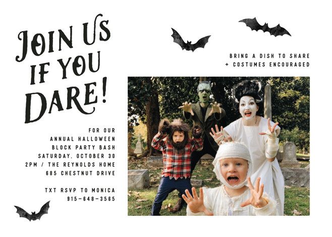 "Trick-or-Treat" - Customizable Holiday Party Invitations in Black by Hooray Creative. | Minted