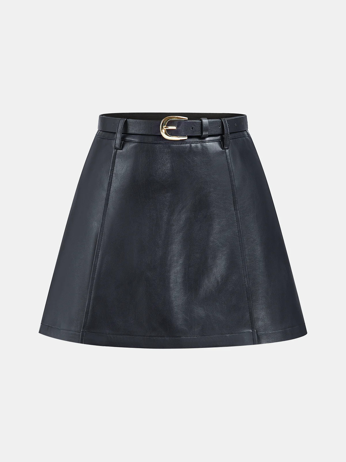 Belted Faux Leather Mini Skirt | Commense