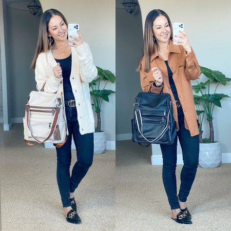 Amazon Fall Prime Day sale!  Save 30% on the cable knit cardigan code: 30FNJ77R • save 30% on the quilted coat shacket   Code: 305WMUIQ • save 30% on backpack with 20% off primes day deal plus 10% off code TKMVIM4H Fall outfit ideas // teacher outfits // Casual fall style // petite fall fashion // all pieces are the smallest size.  chain mules TTS // mid-rise skinny jeans in gunmetal 0 short.  

#LTKstyletip #LTKunder50 #LTKsalealert