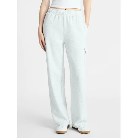 No Boundaries Fleece Cargo Wide-Leg Pants, 30'' Inseam, Women's XXS-XXL | Walmart (US)