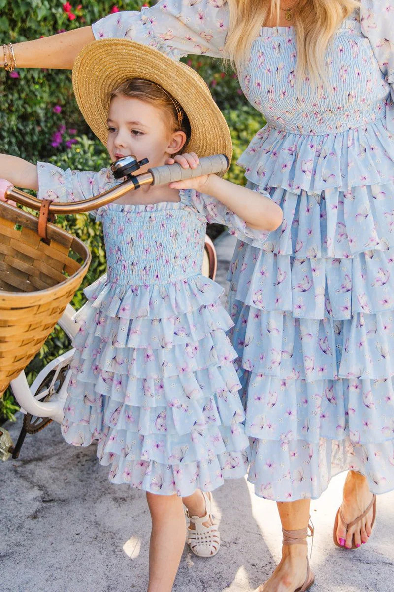 Mini Harmony Dress in Blue Butterfly | Ivy City Co