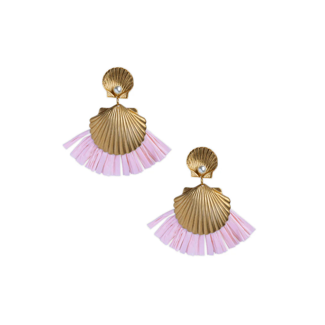 Double Raffia Shell Drops | Neely Phelan