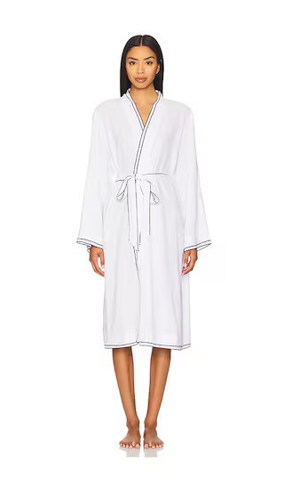 eberjey Linen Blend Long Sleeve Robe in Navy. - size M | Revolve Clothing (Global)