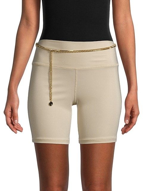 WeWoreWhat Ribbed Chain-Belt Bike Shorts on SALE | Saks OFF 5TH | Saks Fifth Avenue OFF 5TH