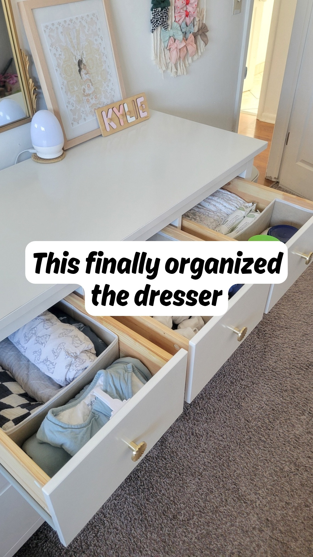 Dresser organizer cubes on Amazon. Organizing baby stuff. Nursery. Expecting mom. Toddler. Boy. Girl. Dresser. Simple. Home. Mom hack. Parent hack. 

#LTKBump #LTKBaby #LTKmomlife