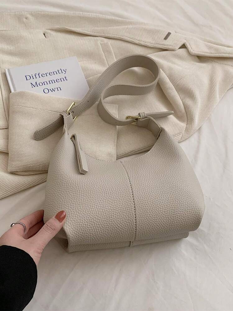 Minimalistische Hobo Tasche Mittlere Größe Reißverschluss Schultertasche, Minimalistisch, Läs... | SHEIN