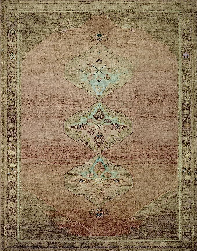 Magnolia Home by Joanna Gaines x Loloi Sinclair Collection SIN-06 Machine Washable Clay / Tobacco... | Amazon (US)