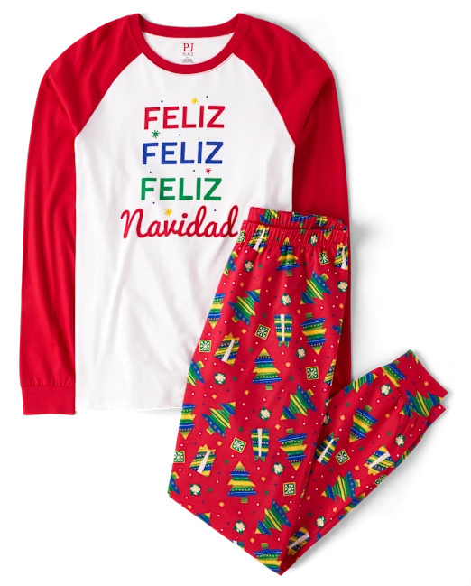 Unisex Adult Matching Family Feliz Navidad Cotton Pajamas - red | The Children's Place