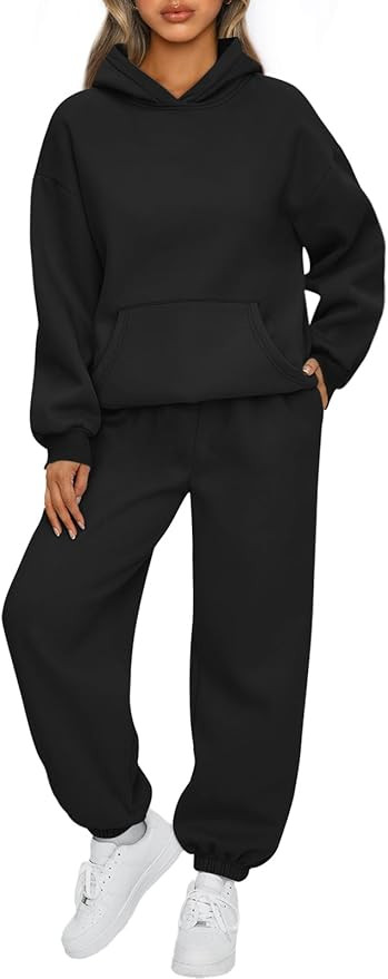 AUTOMET Womens 2 Piece Lounge Sweatsuit Sets Oversized Fall Hoodies & Baggy Jogger Sweatpants | Amazon (US)
