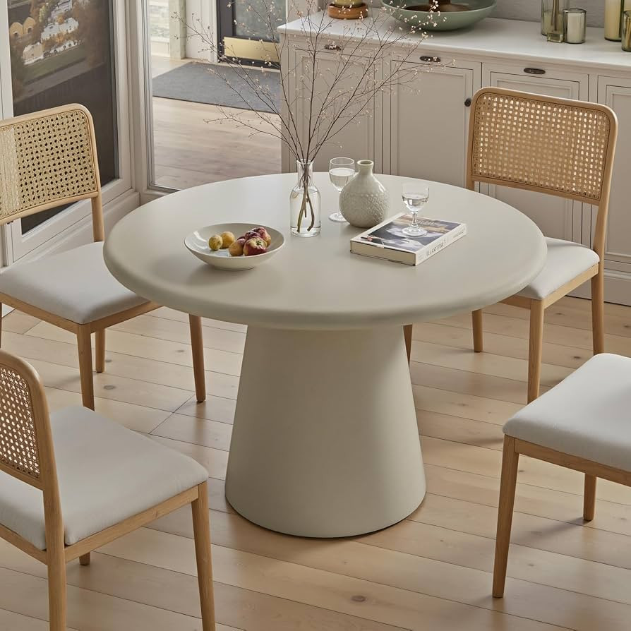 Comfy to go 44.5 Inch Gray Concrete Round Dining Table, 2 Inch Tabletop | Amazon (US)
