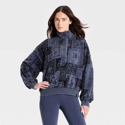 Women's French Terry Henley Sweatshirt - JoyLab™ Blue XXS | Target
