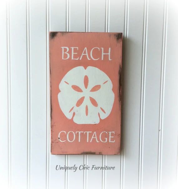 Beach Cottage Sign Sand Dollar Painted CUSTOM Colorsbeach | Etsy | Etsy (US)