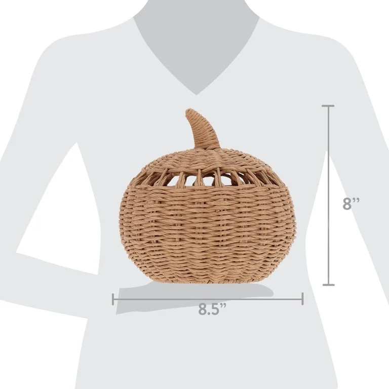 My Texas House Fall Woven Pumpkin Tabletop Decoration, Natural, 9" | Walmart (US)