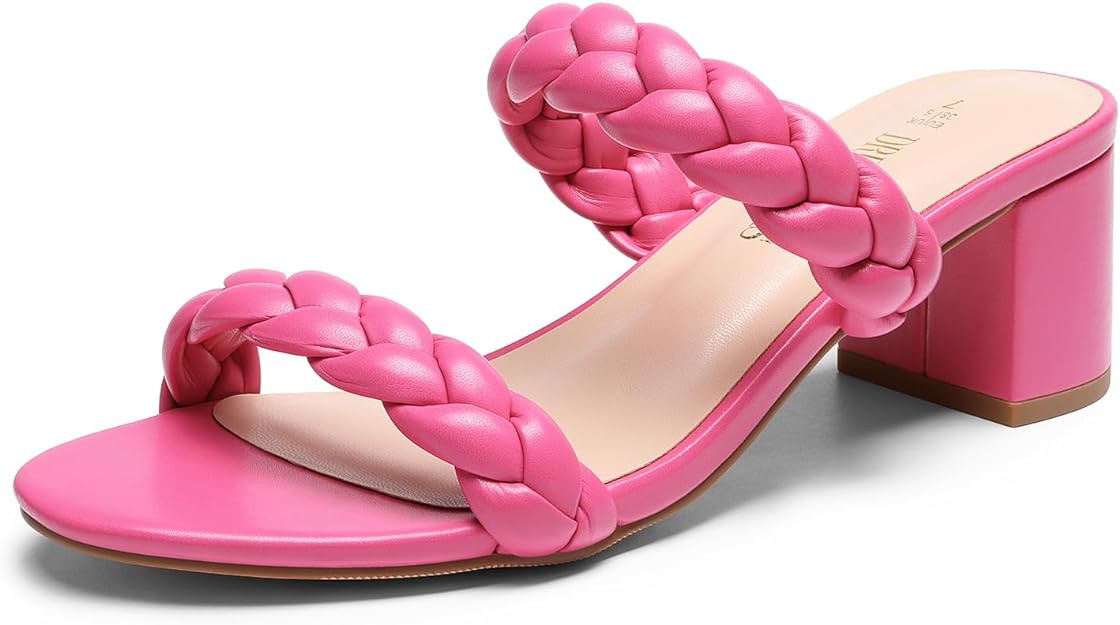 DREAM PAIRS Women's Two Braided Strap Low Heels for Women Open Toe Block Chunky Heels Sandals Hol... | Amazon (US)