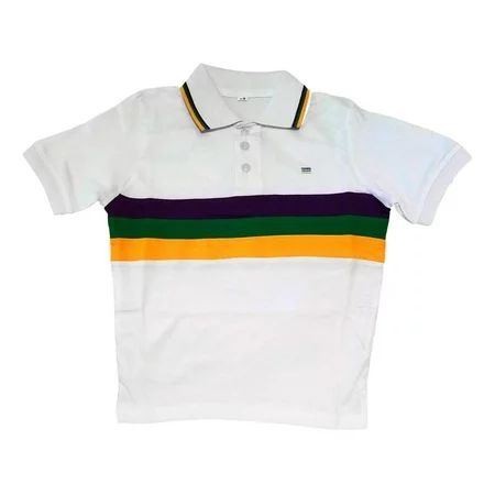 Child Large Mardi Gras Rugby White Purple Green Yellow Knit SS Shirt | Walmart (US)