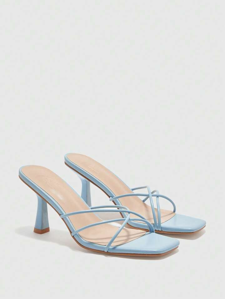 CUCCOO BIZCHIC Women's Criss-Cross Design Square Toe Fashion Flat Slide Sandals | SHEIN