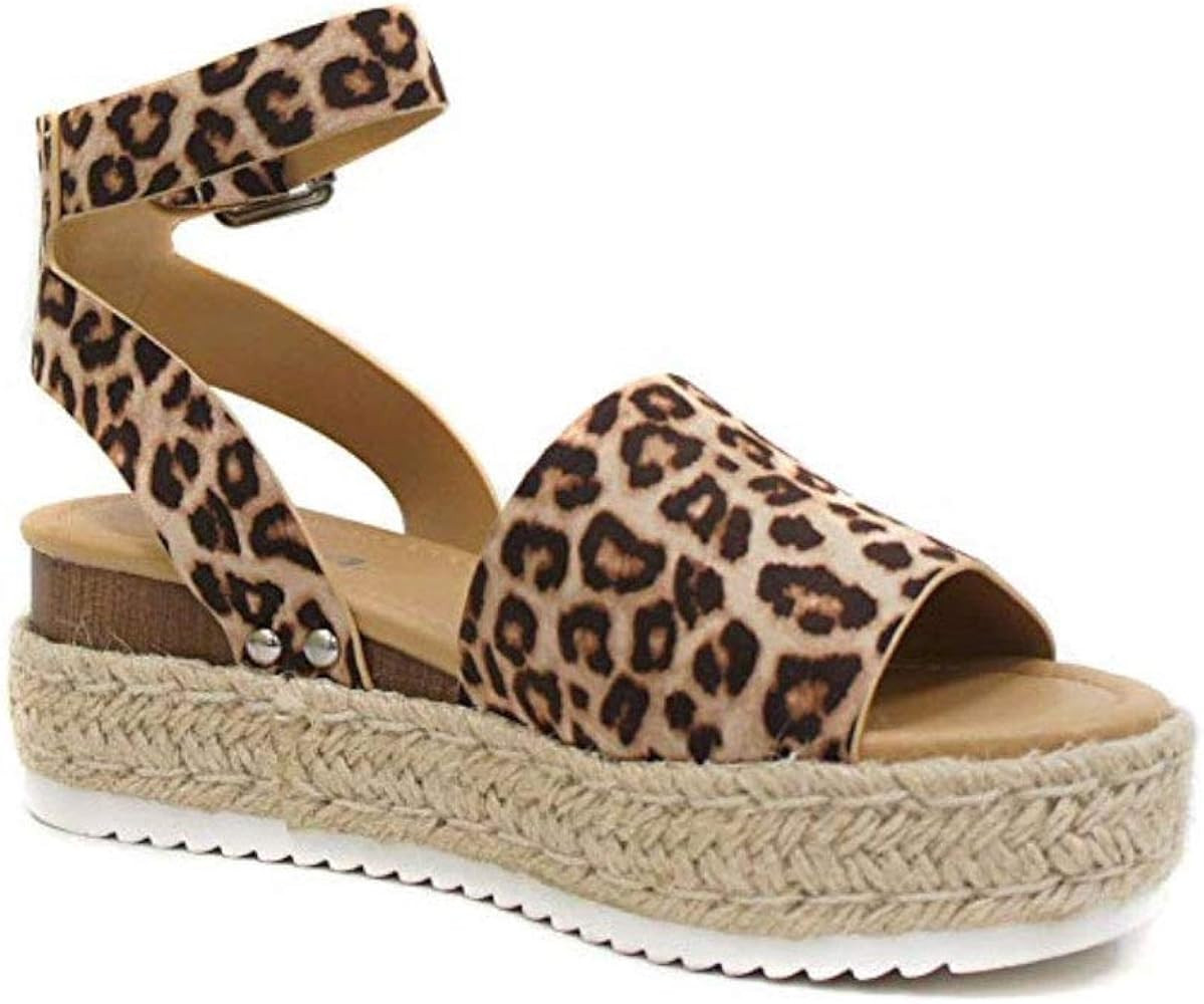 Soda Topic Topshoe Avenue Women's Open Toe Ankle Strap Espadrille Sandal | Amazon (US)