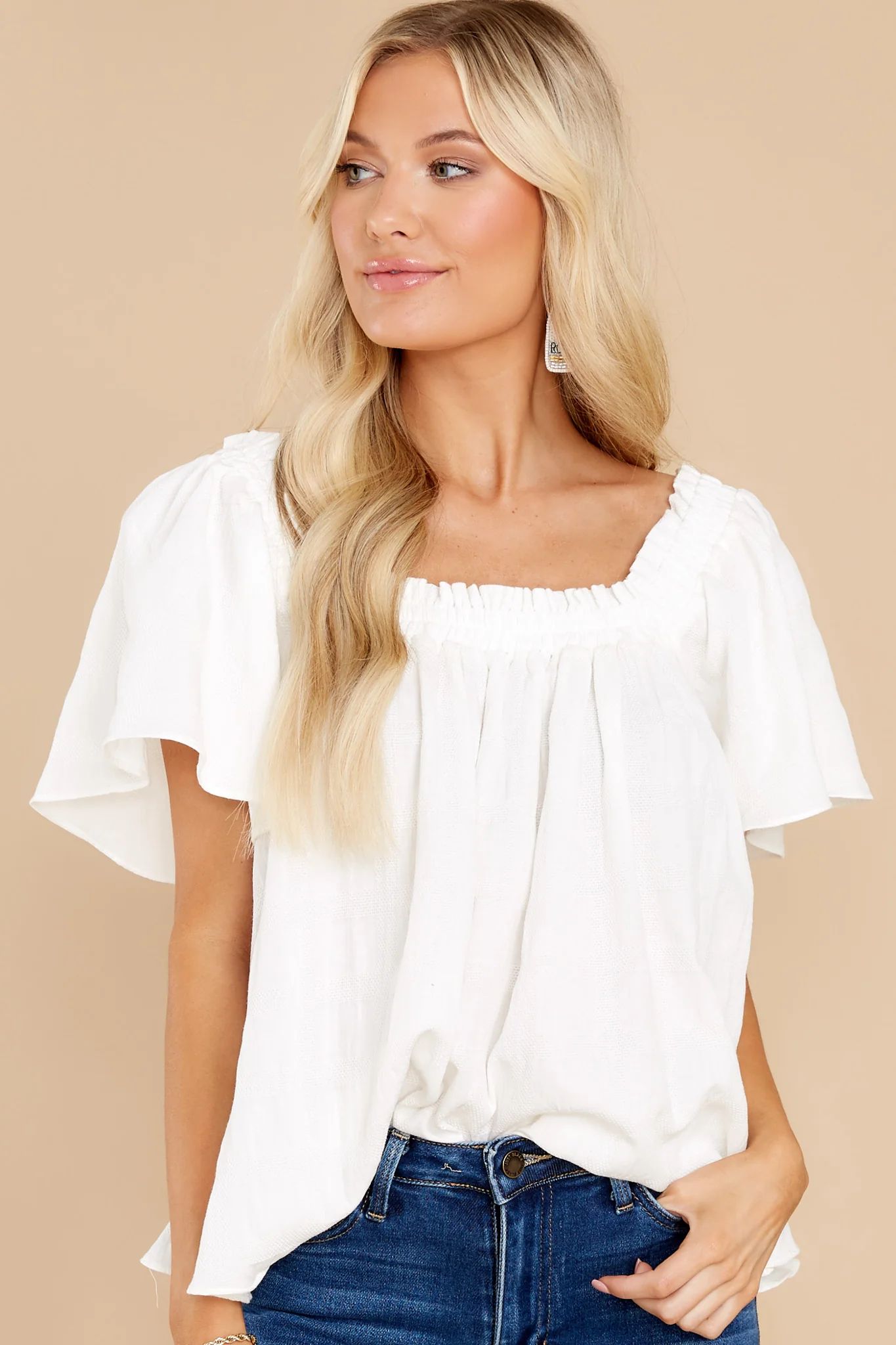 Flirty Expectations White Top | Red Dress 