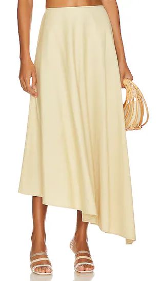 Asymmetrical Midi Skirt in Wheat | Revolve Clothing (Global)