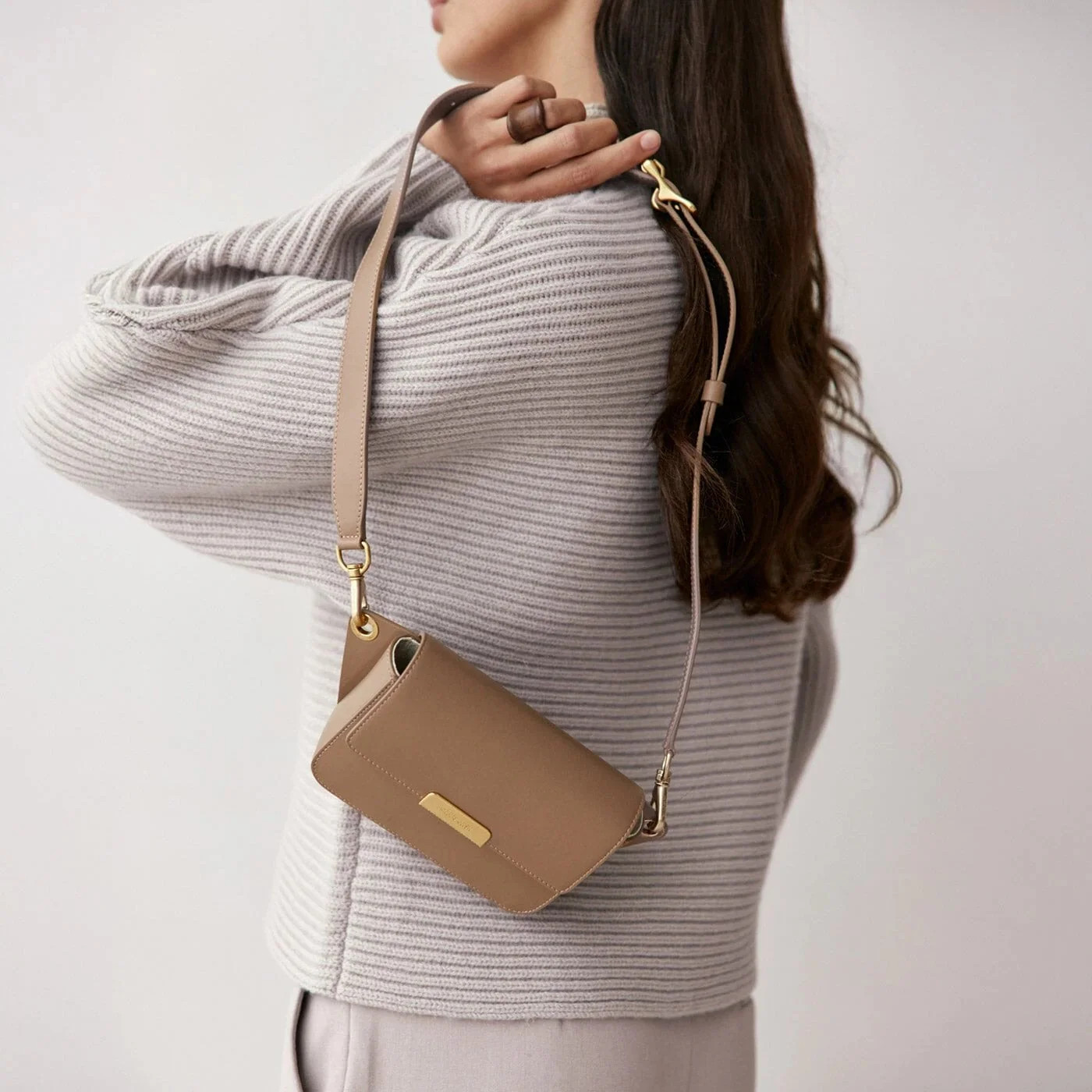 Roquette Belt Bag - Taupe Box Leather | ATELIERS AUGUSTE