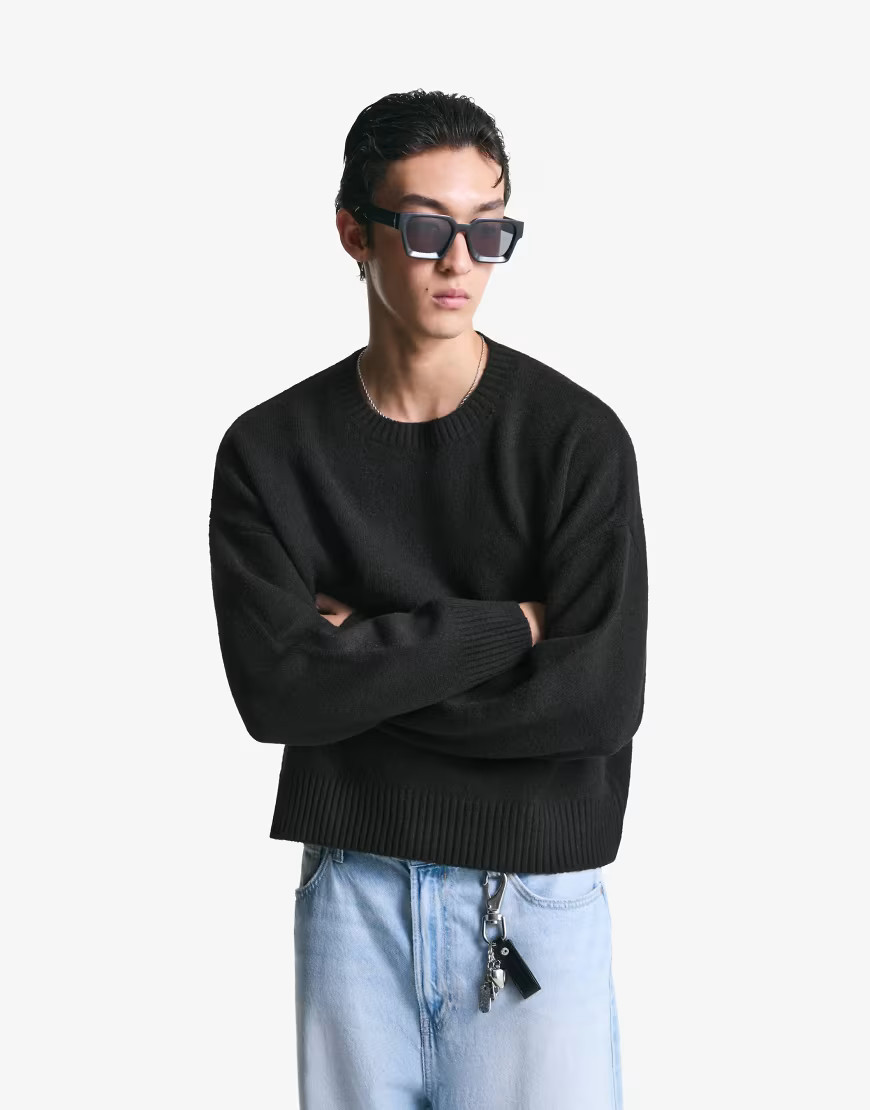 Bershka Cropped jumper in black | ASOS (Global)