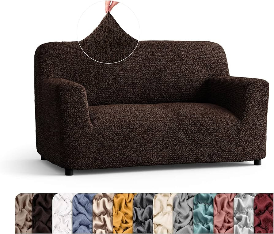 Amazon.com: PAULATO BY GA.I.CO. Loveseat Slipcover - Oversized Chair Cover - Stretch Couch Cover - Cushion Love Seat Sofa Cover - 1-Piece Form Fit Washable Protector - Microfibra Collection - Dark Brown : Home & Kitchen | Amazon (US)