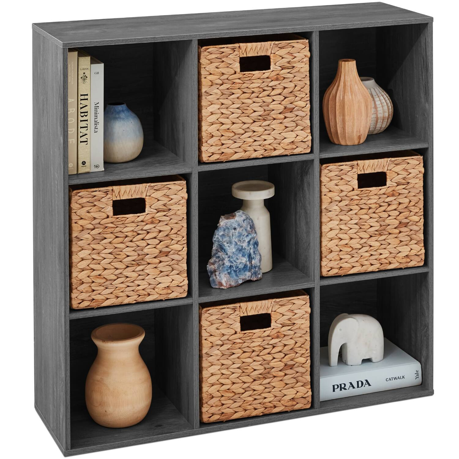 Best Choice Products - 9-Cube Bookshelf, 13.5in Display Storage System, Organizer w/ Removable Back Panels - Dark Gray | Best Buy U.S.