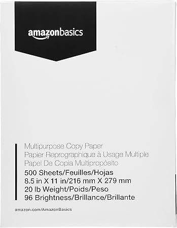 Amazon Basics Multipurpose Copy Printer Paper - 96 Bright White, 8.5 x 11 Inches, 1 Ream (500 She... | Amazon (US)